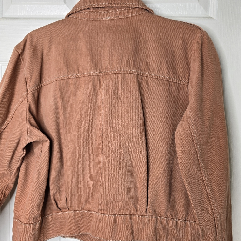 Free People terra cotta Button front shacket womens‎ long sleeve S - Picture 7 of 12